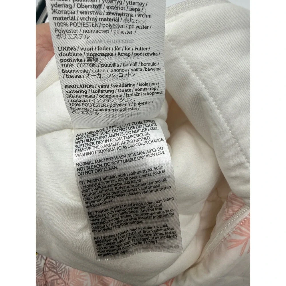 Reima Baby Bunting Snowsuit Pink Leaf Print Hooded One Piece 6-9M 510358